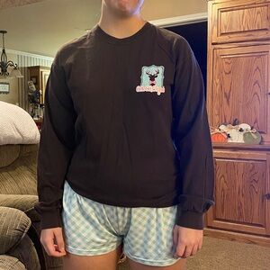 Brown Long Sleeve Shirt with Deer Head Logo